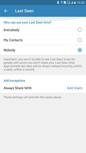 مخفی کردن حالت آنلاین در تلگرام