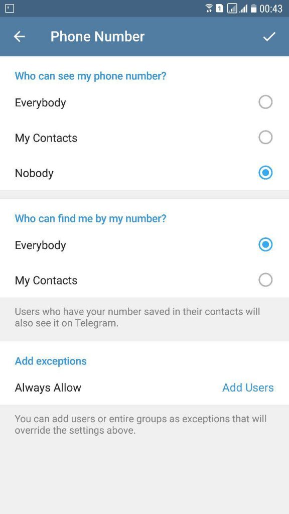 پنهان کردن شماره در تلگرام