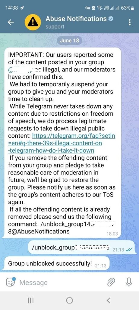 از دسترس خارج شدن کانال تلگرام