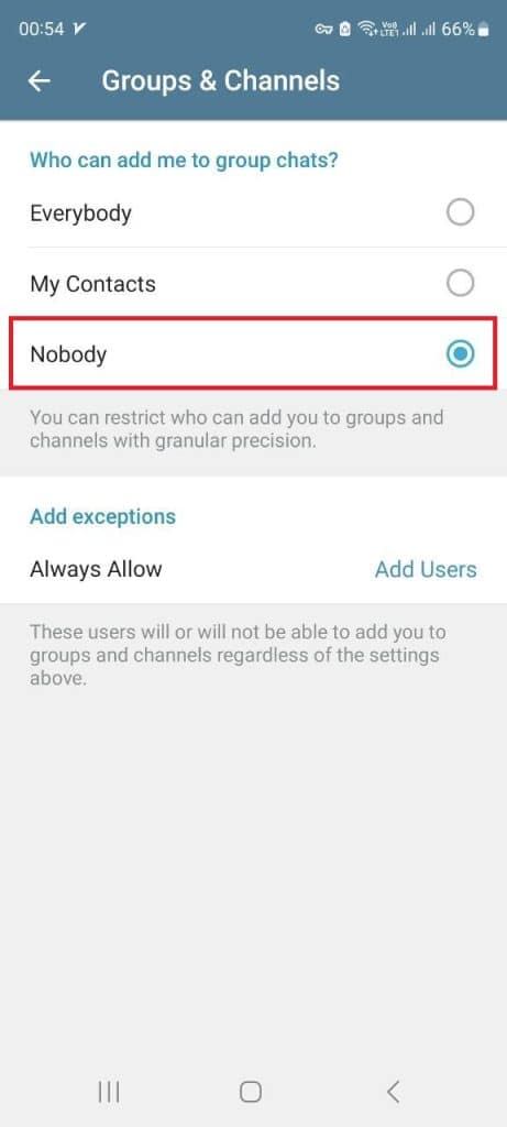 جلوگیری از اد شدن در گروه تلگرام